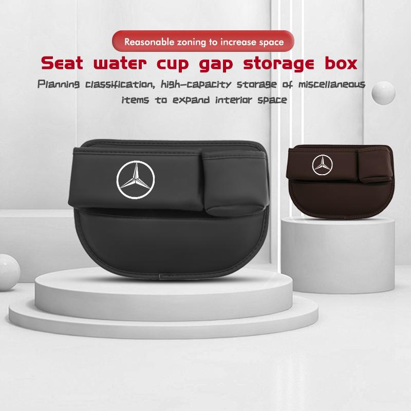 rdpw2 For Benz Car Logo Universal Seat Gap Slit Pocket Organizer Card Bottle Cups Holder AMG Exclusive A C E R V Class CLA CLS C180