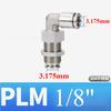 PLM 4 6 8 10 12 14 16 мм 1/8" -1/2" Дюймовая Трубка 304 Нержавеющая Сталь Перегородчатый Угольник 90 Градусов Быстроразъемное Пневматическое Соединение