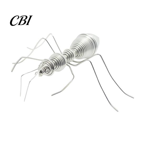 Solid Wood Style Accessory Miniature Metal Ant Figurine, Hollow-Out Insect Sculpture with Silver Finish, Minimalist Desktop Decor Desk for Office