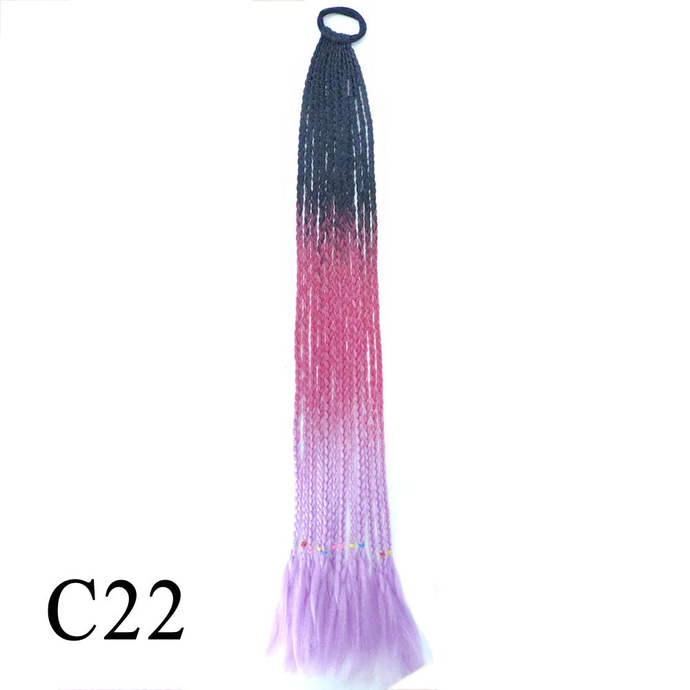 Плетеный хвост с резинкой, черный плетеный хвост ручной работы из термостойкого волокна, шиньоны с конским хвостом для девочек