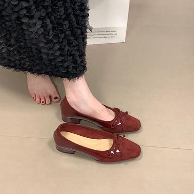 Туфли женские из лакированной кожи на толстом каблуке с небольшим ароматным ветром, новинка 2024 года, вечерние туфли с французским бантом