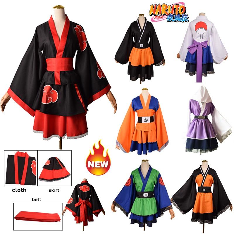 Anime Naruto Shippuden Uzumaki Naruto Akatsuki Kakashi Sasuke Lolita Kimono Dress Anime Cosplay Costume Party Uniform Clothes Suit