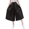 Брюки Gaucho Elastic Cropped High Plain Easy Care Long Leg Cotton Stomach Has Elastic Trendy Black [J-Scott], женские, Wide, Талия, Длина, Талия,