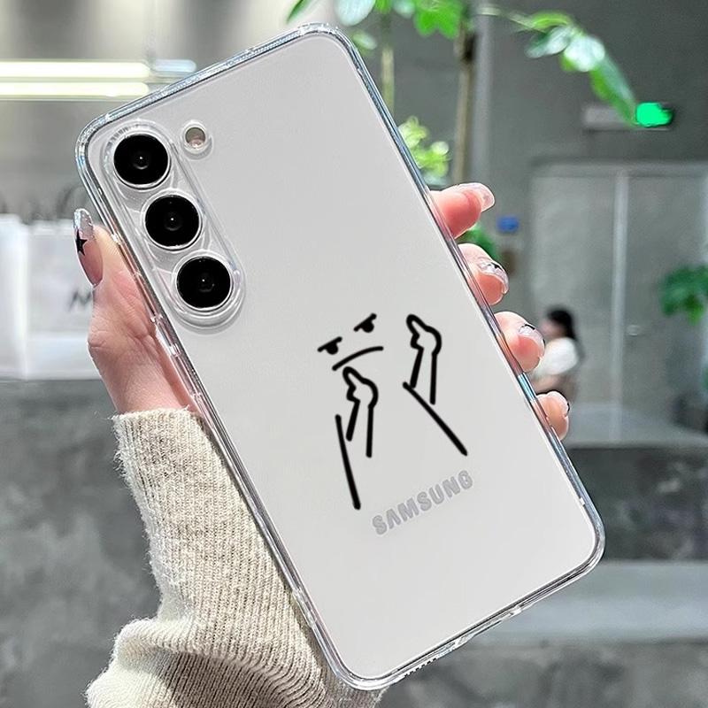 Забавный Чехол для Телефона с Спичечными Человечками Для Samsung Galaxy S24 S22 S23 Ultra Plus Чехол S22+ S24+ S23+ Спичечный Человек Прозрачный Корпус Fundas