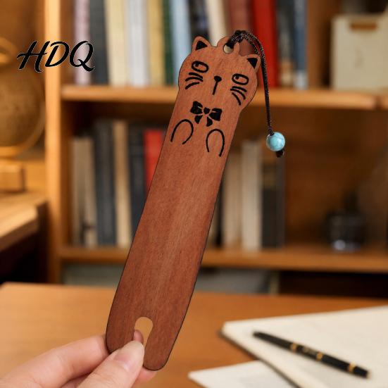 Прочная Деревянная Закладка Деревянные Мультяшные Кошки Закладки для Любителей Книг Натуральный Маркер