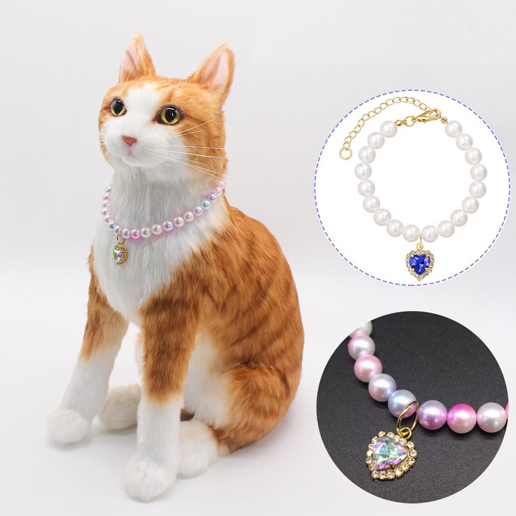Cute Girl Pearl Collar Collars for Girl S with Small Heart Shape Rhinestone Adjustable Length Collar