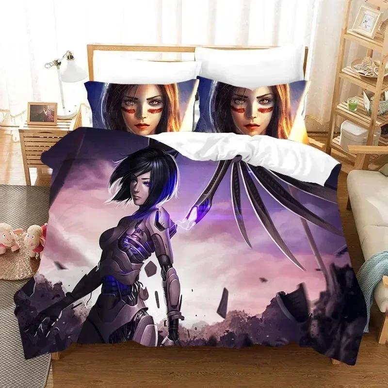 Комплект пододеяльника 3D Алита Тематический комплект постельного белья по фильму Односпальный Двуспальный Полуторный Полный Королевский размер Украшение спальни по фильму Алита