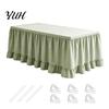 Ruffled Desk Cover for Teachers Plaid Table Skirt, Durable Polyester with Hook And Organized Classroom Supplies Loop Fasteners, Decorative Party