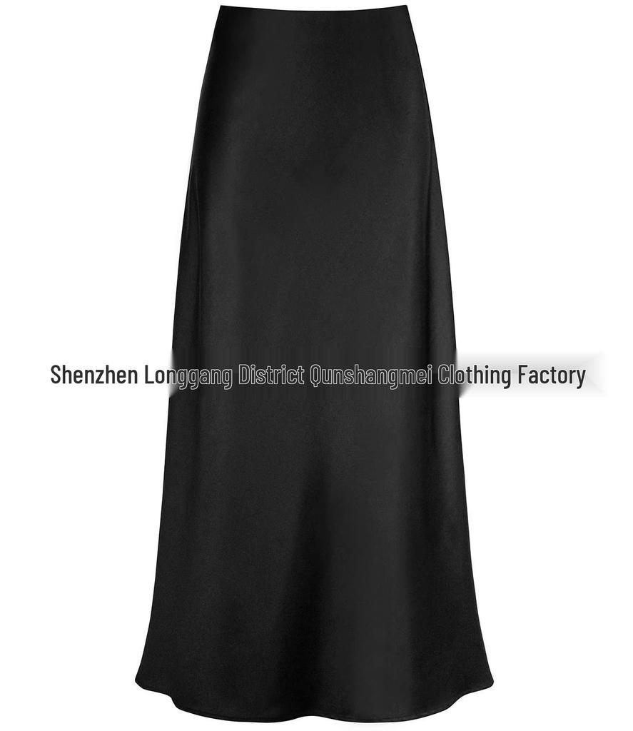 Elegant High Waist Fishtail Satin Midi Skirt for Women