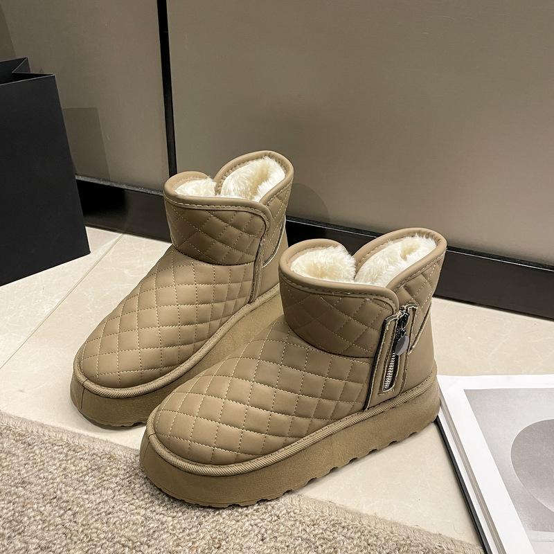 Женские зимние ботинки на толстой подошве, хлопковые ботинки, новая зимняя модель с низким голенищем, большой размер, круглый носок, подошва-маффин, плюс короткие ботинки
