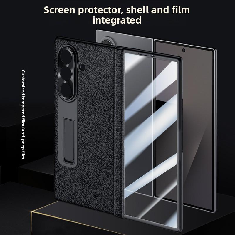Genuine Leather Case for Samsung Fold 8 Ultra,Integrated Screen,Hinge&Frame Protection Full Coverage,Hd or Privacy & Stand Case