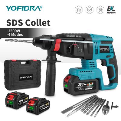 YOFIDRA Brushless Electric Hammer Drill 26MM Multifunctional Cordless Rechargeable Screwdriver Tool for 21V Battery Pin