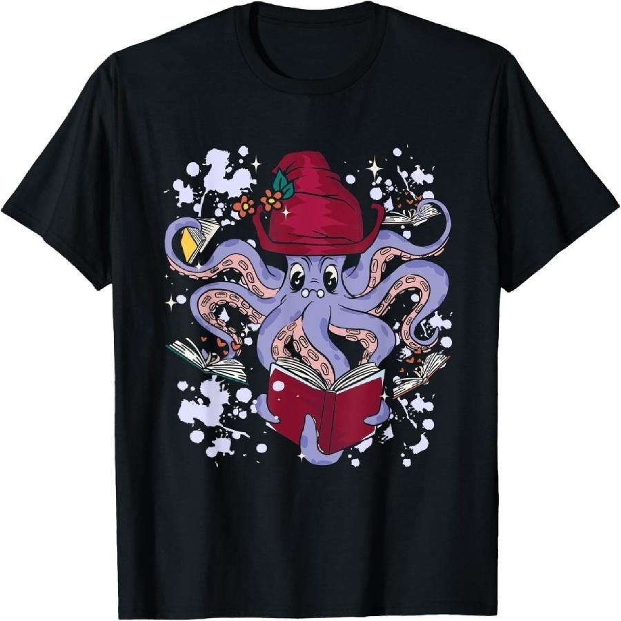 Reading Octopus Aquarist Nerd Geek Kraken Scuba Diver Fan T-Shirt