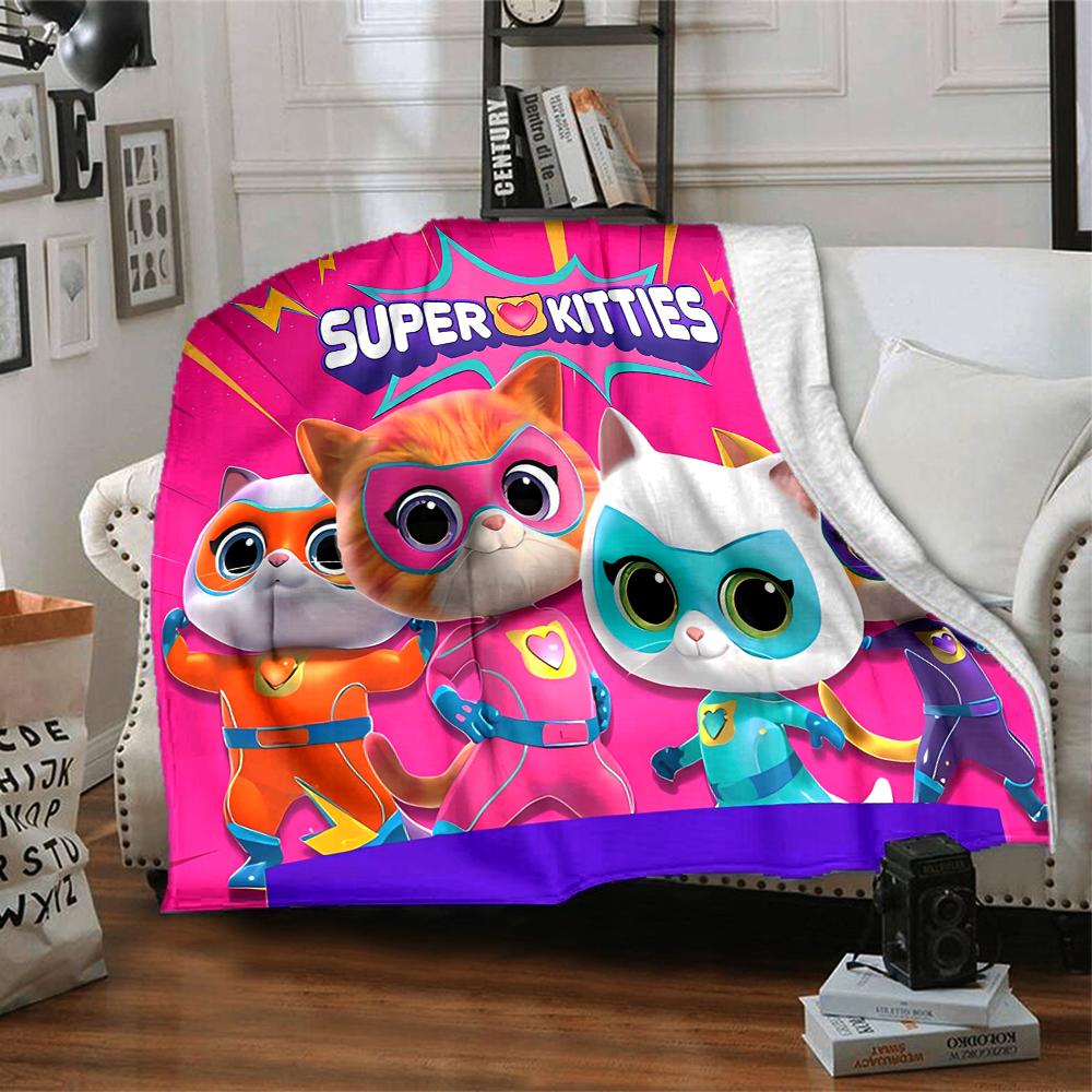 1pc Super Kitties Adventures3 Blanket, Gift, for Men and Women, Soft Blanket, Good for Sofa Bed Couch Travel, Lightweight Flannel Blanket