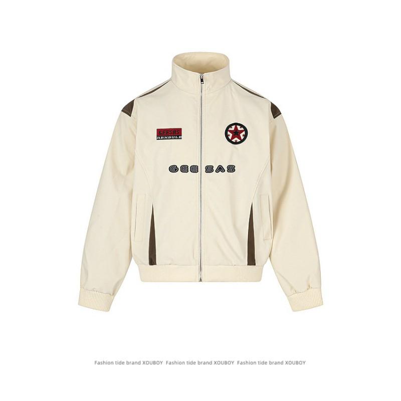 Unisex Retro Star Embroidery Stand Collar Jacket Casual Sporty Outerwear Fall 2026