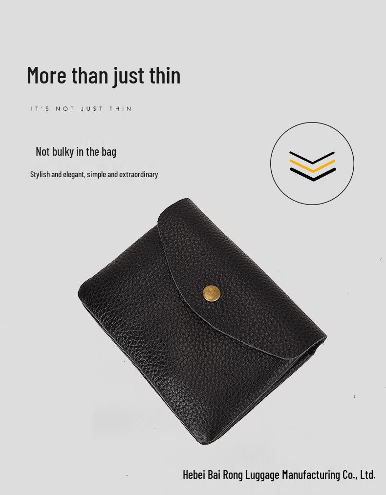 Lychee Pattern Soft Leather Unisex Coin Purse - Genuine Cowhide Card Holder & Storage Bag