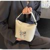 Bow Design Sense Red Bucket Bag Korean Style Light Luxury Fashion High Quality Casual Crossbody Bag Women's New Pop Shoulder Bag
