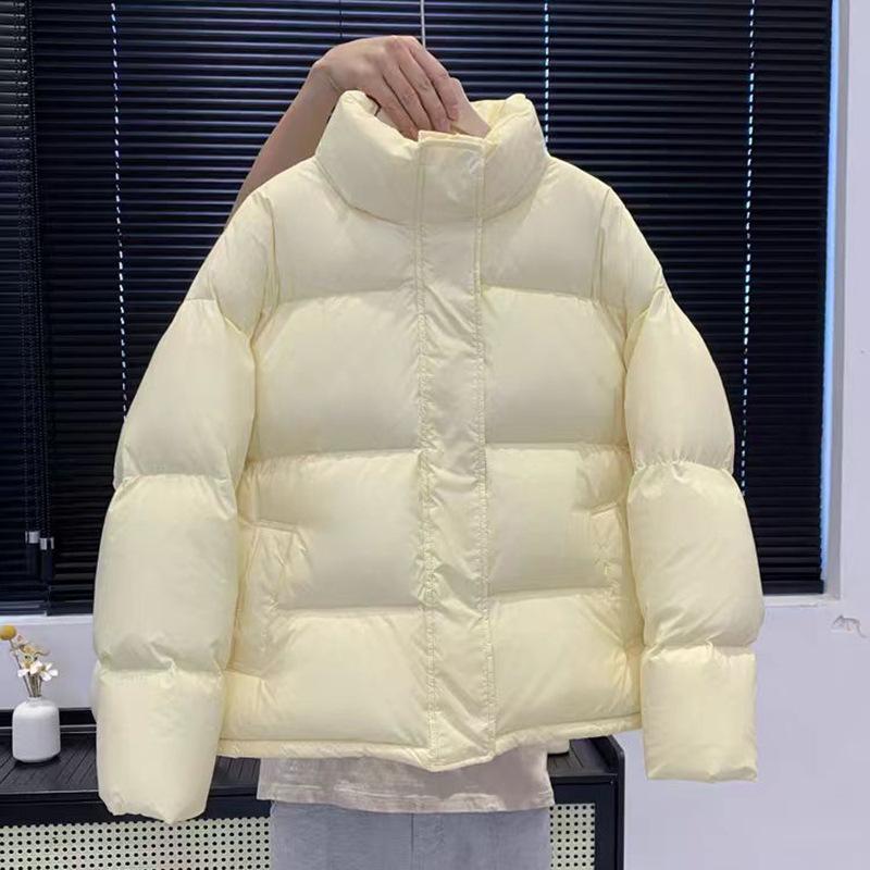 95% белого утиного пуха, высококачественная короткая женская куртка-пуховик 2024 года, зимняя, утолщенная, с воротником-стойкой, повседневная, теплая, для хлеба