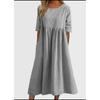Spring and Summer Round Neck Casual Loose Solid Color Dress