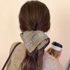 Dongdaemun Retro Plaid Square Scarf Hair Band Women's High-end Rubber Band Personality Fashion Back Head Rope Hair Accessories