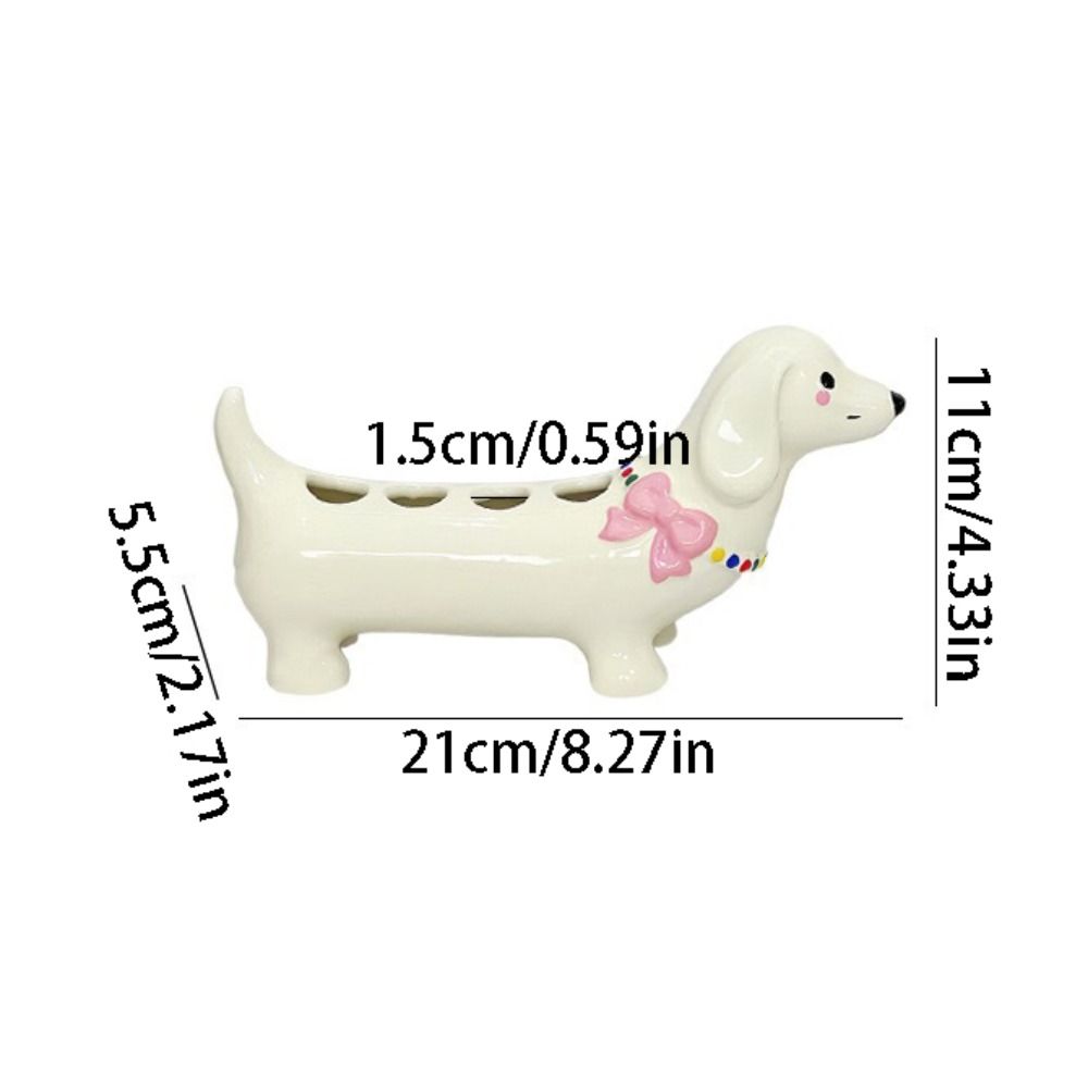 4 Slot Dachshund Toothbrush Holder Ceramic Toothpaste Toothbrush Base Bathroom Accessories