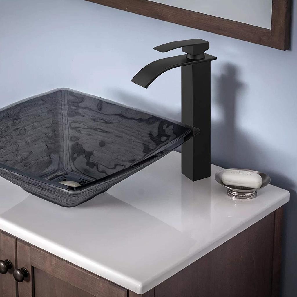 Bathroom Waterfall Basin Sink Faucet Gold Faucets Brass Bath Faucet Hot&Cold Water Mixer Vanity Tap Deck Mounted Washbasin Tap