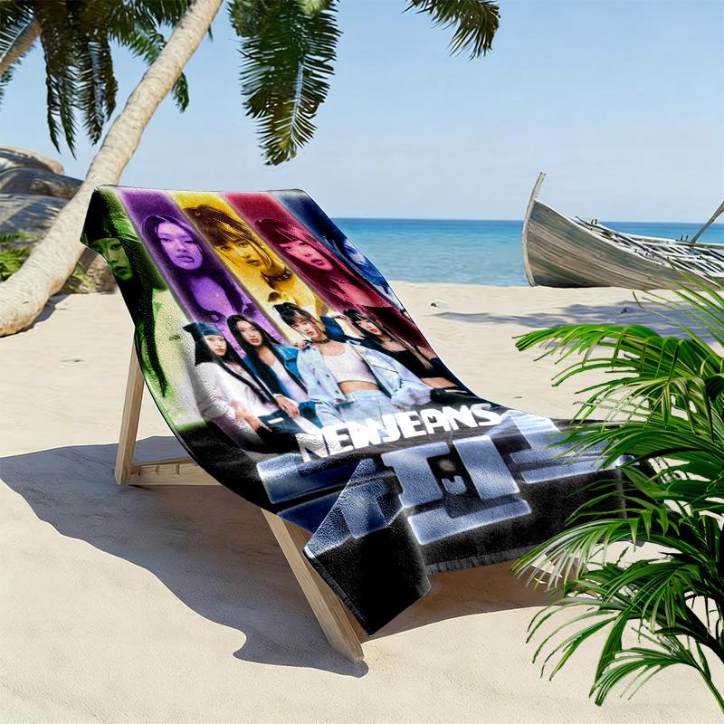 New Jeans Print Beach Towel, Large Soft Quick Dry Towel for Beach Camping Swimming