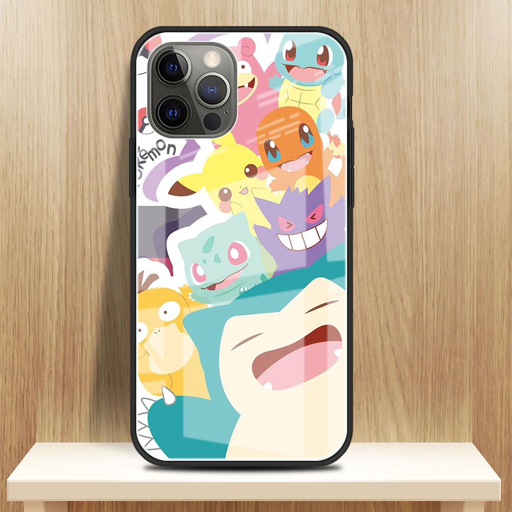 Чехол из закаленного стекла для Apple iPhone 13 Pro Max 11 12 X XS XR SE 2020 7 8 Plus 6 6S Роскошный чехол для телефона Cute Pokemon EEvee Fundas