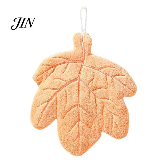 Bathroom Decor Hand Towel Leaf Shape Towel, Soft Absorbent with Hanging Loop, Kitchen Cute Maple Ginkgo Design for Drying Loop
