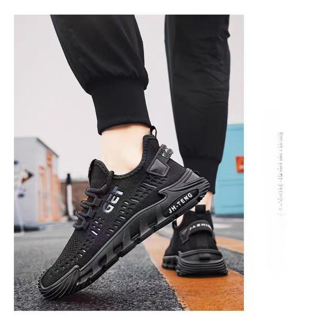 Мужская летняя новая сетчатая дышащая мужская повседневная обувь трендовые универсальные полые туфли на одну ногу однотонные туфли