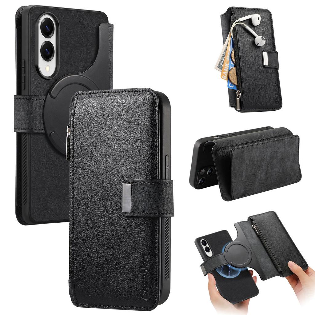 For Samsung Galaxy S25 Edge Case CASENEO MW-02 Detachable Magnetic Leather Flip Phone Cover