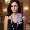 Flower Designing Long Necklace Elegant Style Belly Jewelry Pearls Accent Necklace  Daily Accessory