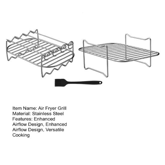 Air Fryer Rack Stainless Steel Dehydrator Grill Enhanced Airflow Design Air Fryer