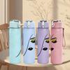 1PC Minimal Woman Face Line Sketch Print 750ml Color Plastic Sports Water Bottle Leakproof Flip Straw Lid Suitable for Sports Office Home Use