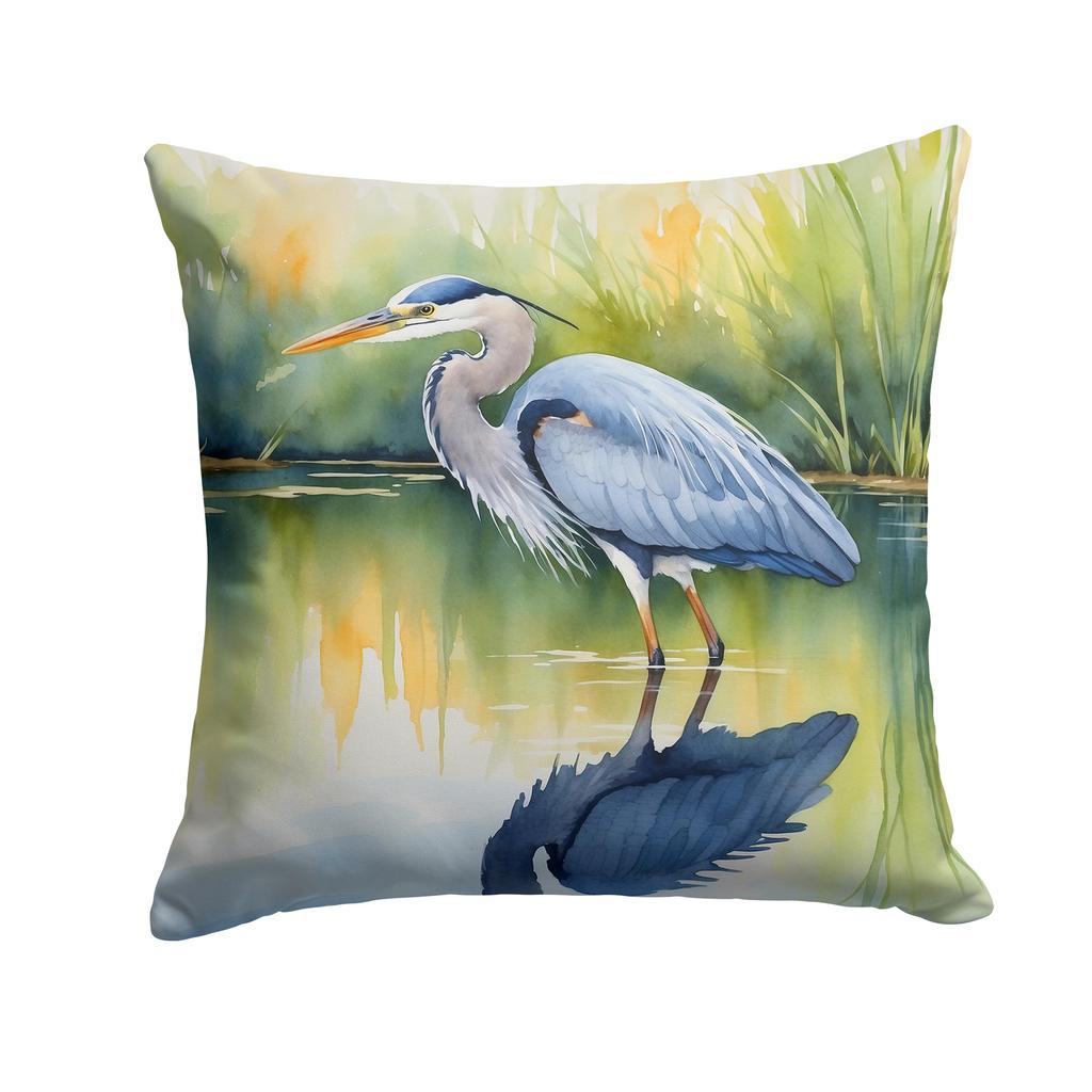 Blue Crane Foraging Throw Pillow, Machine Washable, Indoor/Outdoor Decorative Cushion, Suitable for Sofa, Bed, or Patio, Multiple Sizes Available, Pil