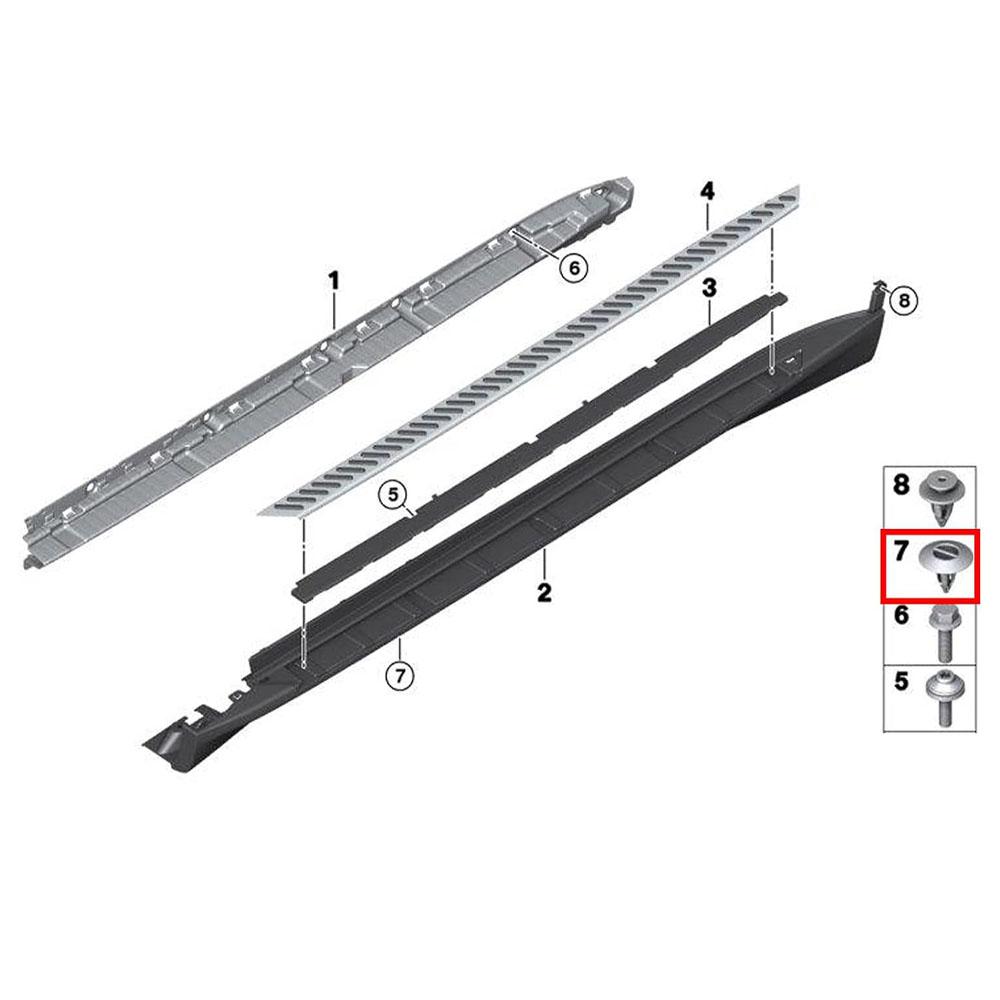20 шт. Клипсы молдинга порога Боковые крепежные элементы для BMW X3 X5 X6 Mini 51777171003