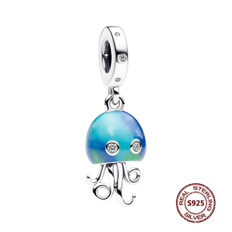 Подвески-хамелеоны, подходят модные оригинальные браслеты, серебро 925 пробы, циркон, осьминог, черепаха, бусина, бабочка, светлячок, подвеска, DIY изготовление ювелирных изделий