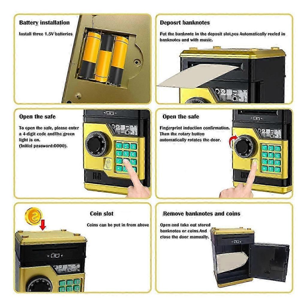 Electronic Piggy Bank ATM Password Money Box Safe Smart Fingerprint Automatic Banking Kids Gift Mon