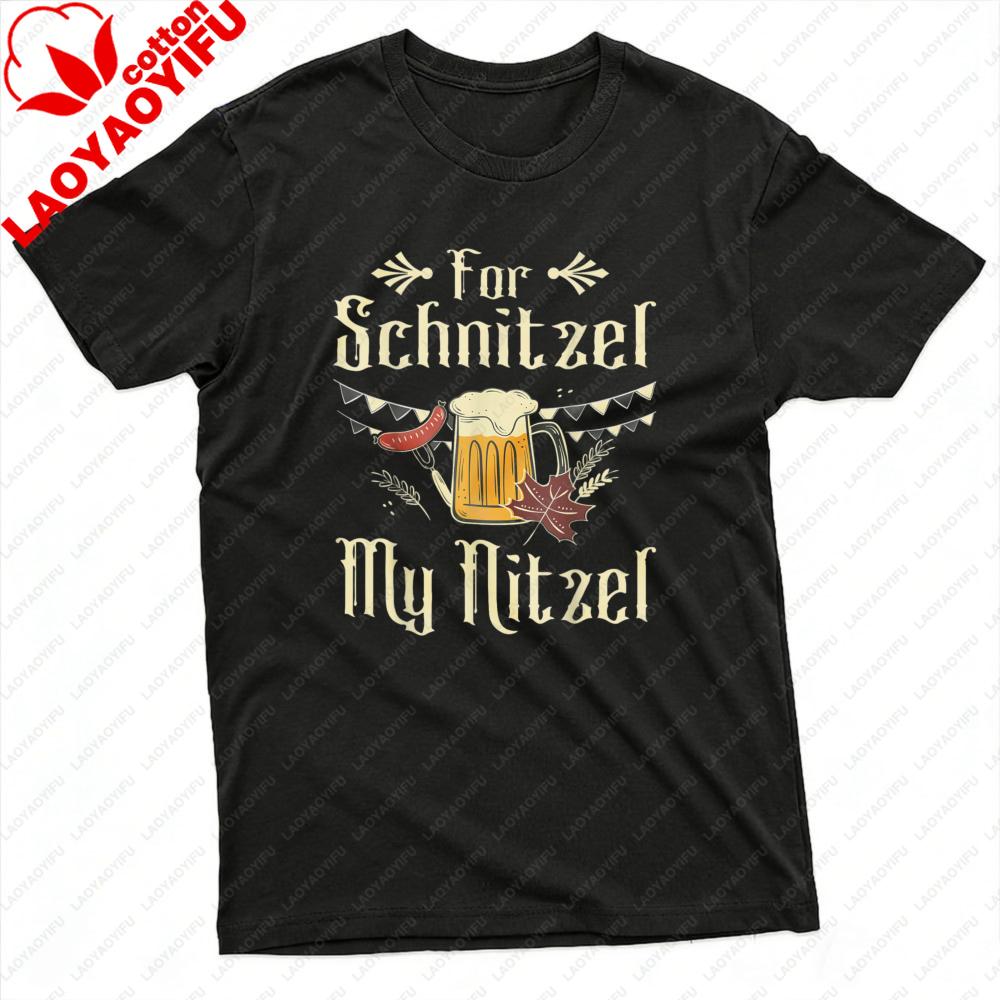 For Schnitzel My Nitzel Beer Mug Sausage Oktoberfest Unisex TShirt Cotton Summer Short Sleeve Casual Fashion Top Gift Party Wear