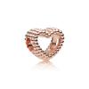 925 Sterling Silver Rose Gold Charms Open Heart Sparkling Polish Charm Pendant Clip Stopper Charms Fit Original Fashion Bracelet