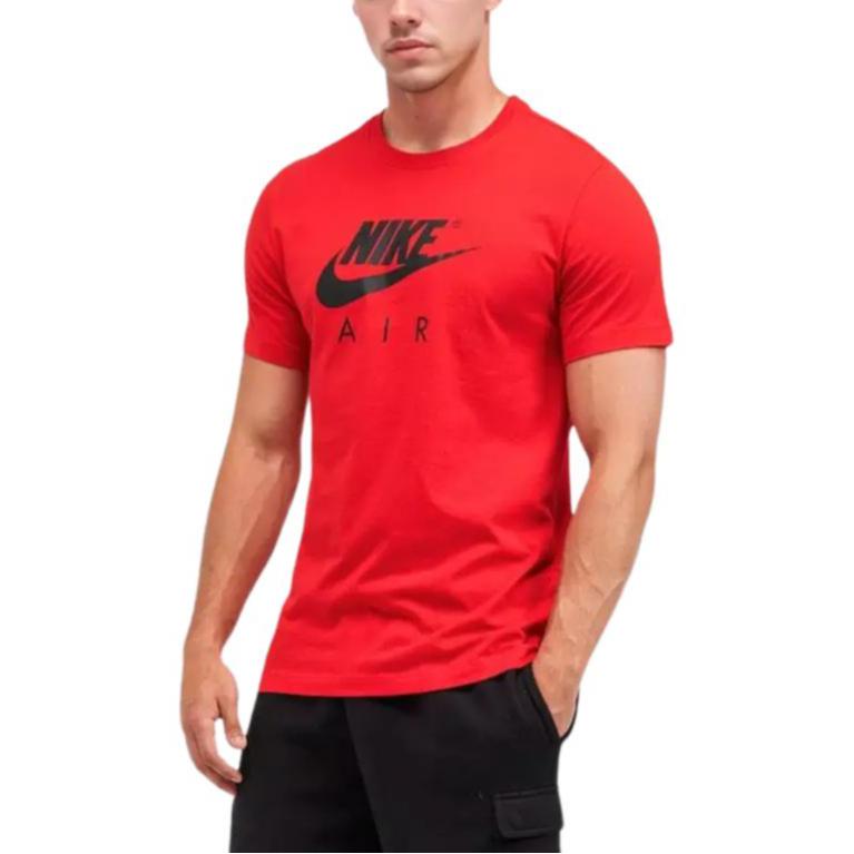 Men's Nike T Shirts Men's Red Crew Neck Moderate Straight Fit