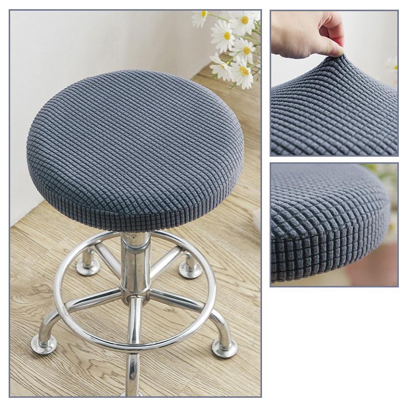 Slipcover Bar Stool Cover Round Chair Cover Anti-Dirty Solid Seat Cushion Protector Removable Stool