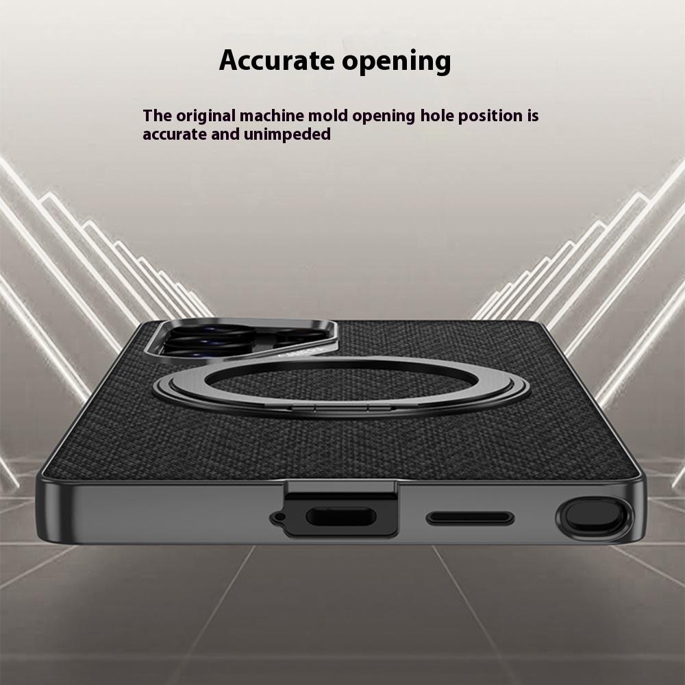 For Samsung Galaxy S25 Ultra Magnetic Case with Kickstand PC+TPU+Cloth Phone Back Cover