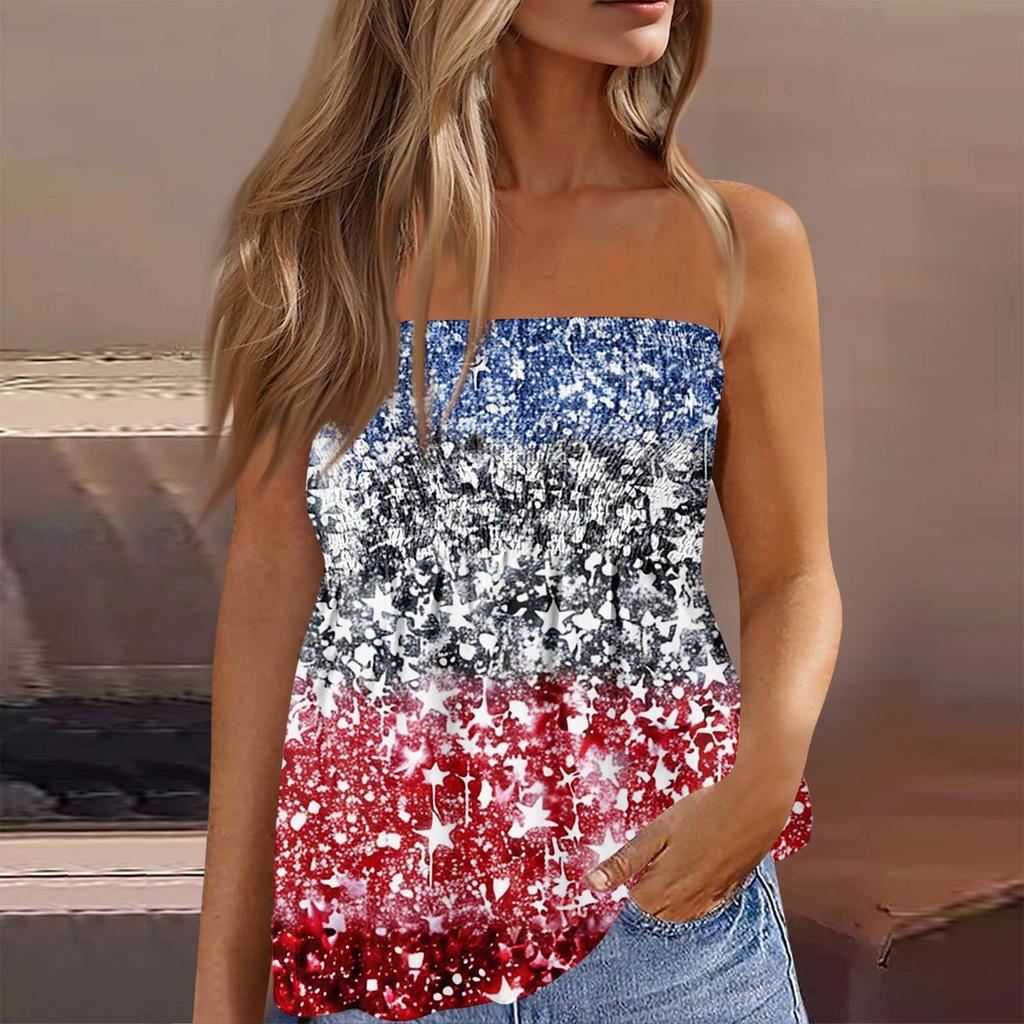 Летние топы-трубы для женщин, милая сексуальная футболка без рукавов с принтом на открытых плечах