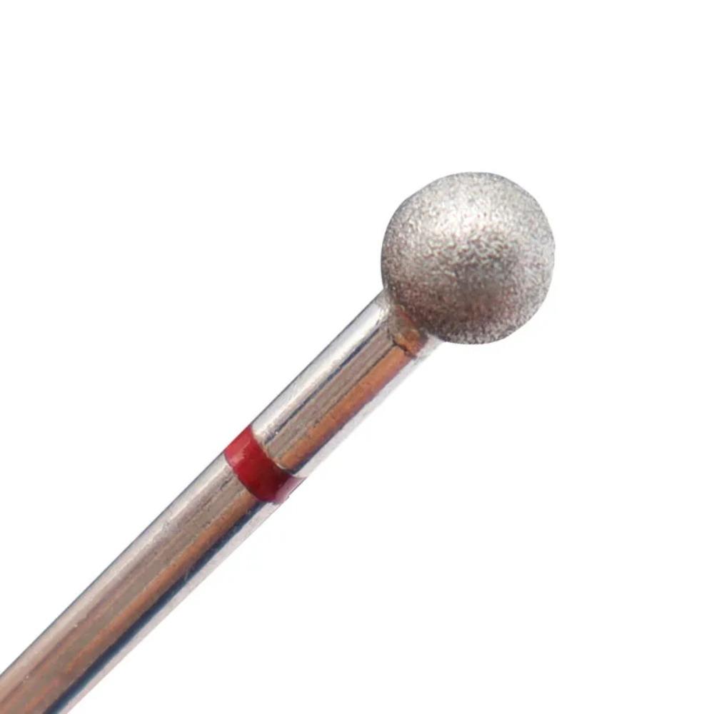 5.0mm Nail Drill Bits Red Ball Nail Drill Bits Diamond Burrs Grinding Bits for Gel Nail Polish Manicure Nails Art Tool Polishing