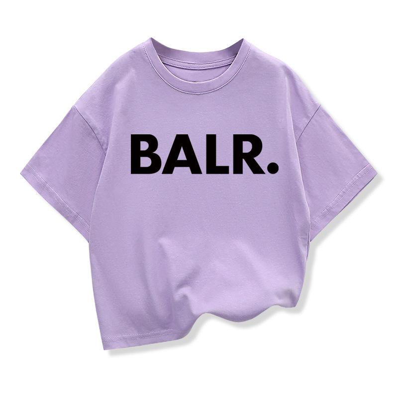 Летняя футболка для мальчиков Хлопок Повседневная Смешная BALR. Печать Крутые Свободные Топы с Круглым Вырезом для Малышей Детские Футболки с Коротким Рукавом Топы для Девочек