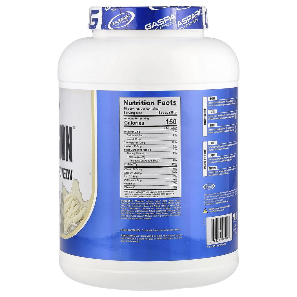 Gaspari Nutrition Myofusion, Premium Protein, Vanilla Ice Cream, 4 Lbs (1814 G)