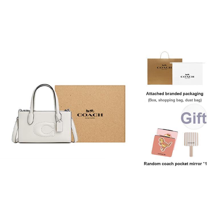 Coach Nina 17 Monochrome Logo Magnetic Snap Crossbody Bag Women handbags Silver White CT804-SVHA