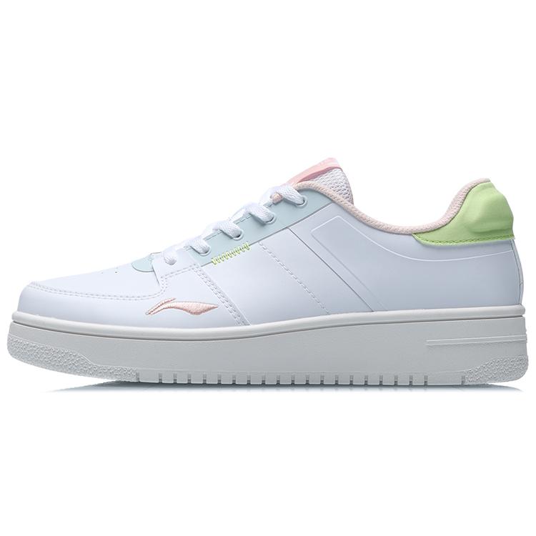 Li Ning Oneplay Elegance Нескользящие, Дышащие, Легкие Низкие Скейтбордические Кроссовки Женские Зеленый Белый AGCR190-3
