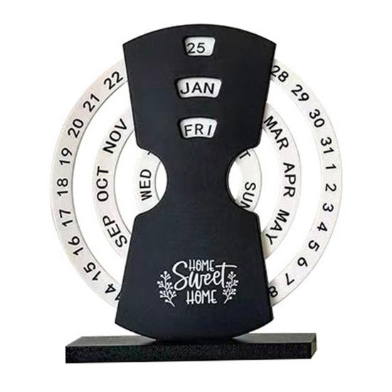 Creative Perpetual Calendar, 3 Layer Rotating Date Desk Decor, Vintage Monthly Calendar for Home Office